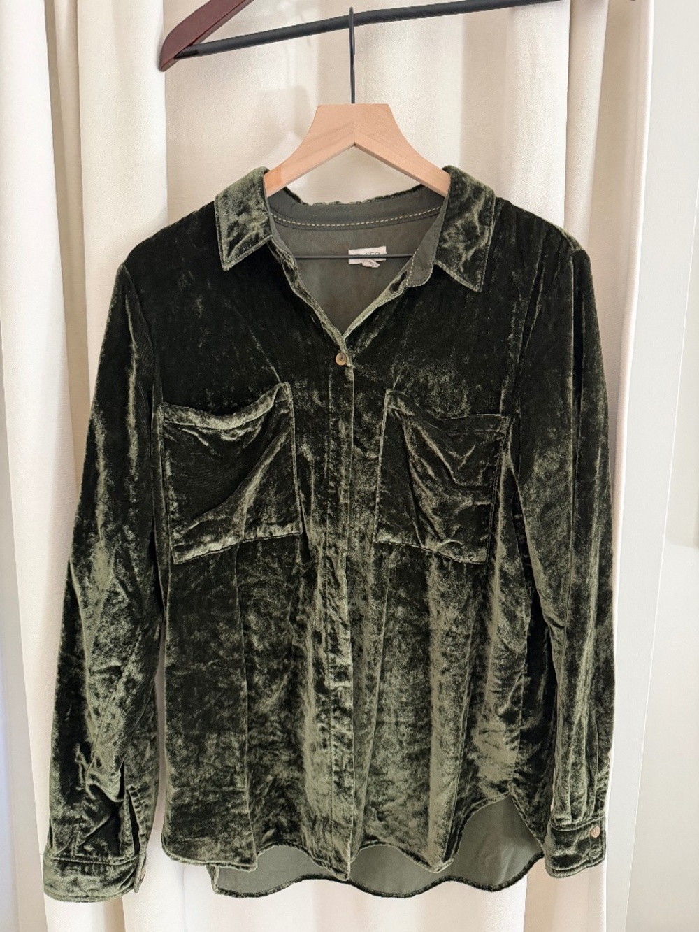 Anthropologie Pilcro Velvet-like utility style shirt, sz M